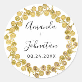 Holografische Eenvoudig Naam Datum Krans  Ronde Sticker