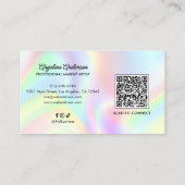 Holografische Elegante Script QR Code Sociale Medi Visitekaartje (Achterkant)