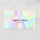 Holografische Elegante Script QR Code Sociale Medi Visitekaartje (Voorkant)
