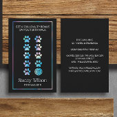 Holografische en houtskool poot print hond groomer visitekaartje