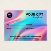 Holografische estheticus Certificaat Gift Kaart (Achterkant)