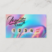 Holografische estheticus Elegant Script Calligraph Klantenkaartje (Voorkant)