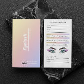 Holografische estheticus wimper extensies client visitekaartje