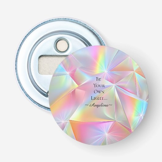 Holografische esthetiek button flesopener (Voorkant)