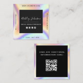 Holografische esthetische sociale media QR Code Tr Vierkante Visitekaartje (Voorkant / Achterkant)