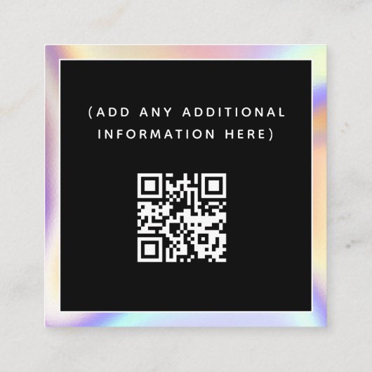 Holografische esthetische sociale media QR Code Tr Vierkante Visitekaartje (Achterkant)