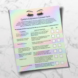 Holografische Eyelash-uitbreidingen Liability Waiv Flyer<br><div class="desc">Eyelash Extension Liability Waiver & Release Form Holographic Flyers.</div>