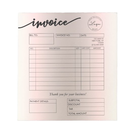 Holografische factuur aangepaste Logo Notitieblok (Voorkant)