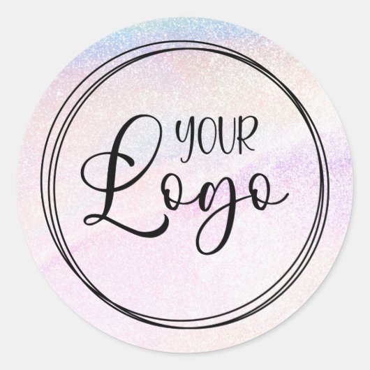 Holografische Fake Glitter Regenboog Logo Ronde Sticker (Voorkant)