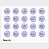 Holografische Faux Paarse Folie Logo Ronde Sticker (Vel)