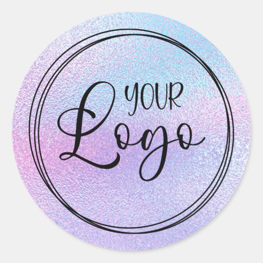 Holografische Faux Paarse Folie Logo Ronde Sticker (Voorkant)