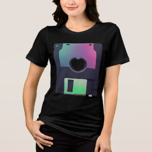 Holografische Floppy Disk Hart Grafisch - Retro Y2 Tri-Blend Shirt