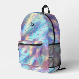 Holografische Folie Achtergrond Patroon Monogram Bedrukte Rugzak