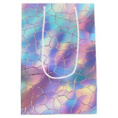 Holografische Folie Achtergrond Patroon Monogram Medium Cadeauzakje (Achterkant)