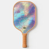 Holografische Folie Achtergrond Patroon Monogram Pickleball Paddle (Voorkant)