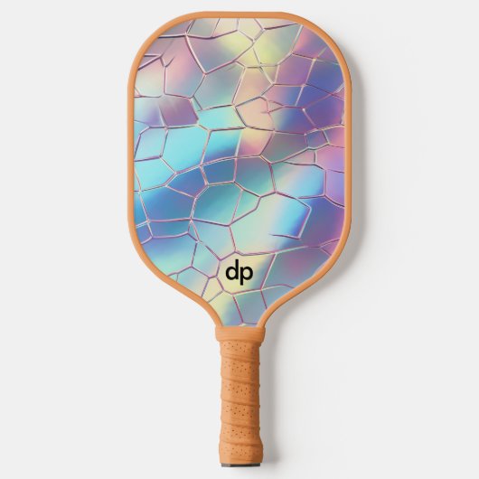 Holografische Folie Achtergrond Patroon Monogram Pickleball Paddle (Voorkant)