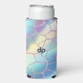 Holografische Folie Achtergrond Patroon Monogram Seltzer Blikjeskoeler (Seltzer Voorkant)