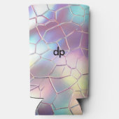 Holografische Folie Achtergrond Patroon Monogram Seltzer Blikjeskoeler (Achterkant)