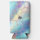 Holografische Folie Achtergrond Patroon Monogram Seltzer Blikjeskoeler (Voorkant)