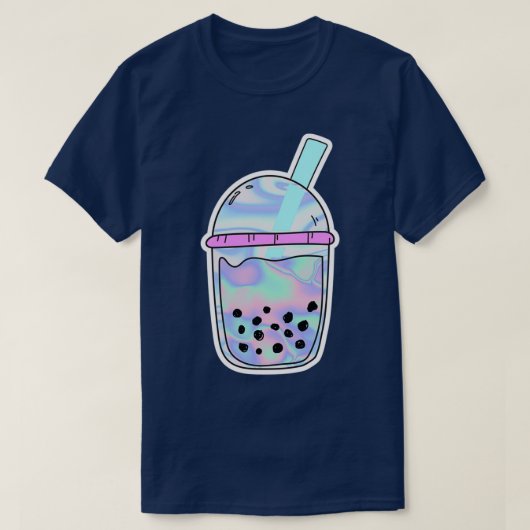 Holografische foliebubbelTea Iridescent Bubble Tea T-shirt (Design voorkant)
