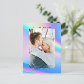 Holografische Foto Bruiloft Bewaar de Datum Uitnod Briefkaart (Staand voorkant)