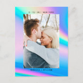 Holografische Foto Bruiloft Bewaar de Datum Uitnod Briefkaart (Voorkant)