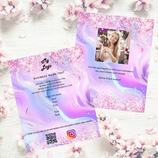 Holografische foto qr code instagram business logo flyer