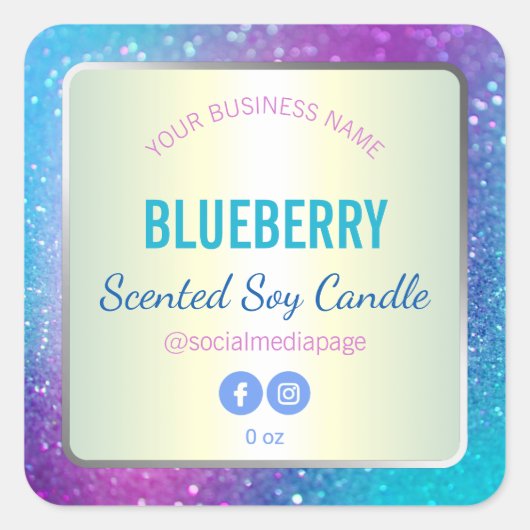 Holografische Galaxy gekleurde Glitter Product Lab Vierkante Sticker (Voorkant)