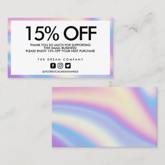 Holografische geometrische korting Bedankt Visitekaartje (Voorkant / Achterkant)