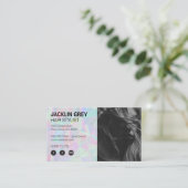 holografische geometrische retro | haarmodel klantenkaartje (Staand voorkant)