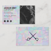 holografische geometrische retro | haarmodel klantenkaartje (Voorkant / Achterkant)