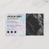 holografische geometrische retro | haarmodel klantenkaartje (Voorkant)