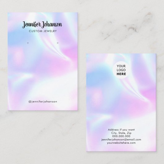 Holografische girale juwelenhouder verdient modern visitekaartje (Voorkant / Achterkant)