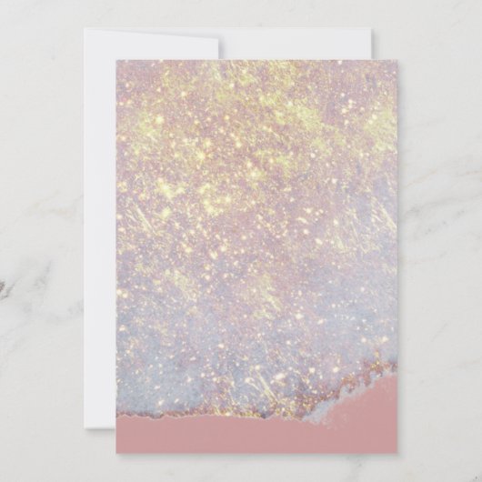 Holografische Glam Glitter Dusty Roos Weddenschap Kaart (Achterkant)