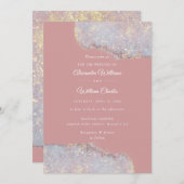 Holografische Glam Glitter Dusty Roos Weddenschap Kaart (Voorkant / Achterkant)