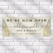 Holografische Glam Glitter Salon Openen Spandoek