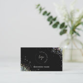 Holografische Glitter Aangepaste QR-code & Logo Zw Visitekaartje (Staand voorkant)
