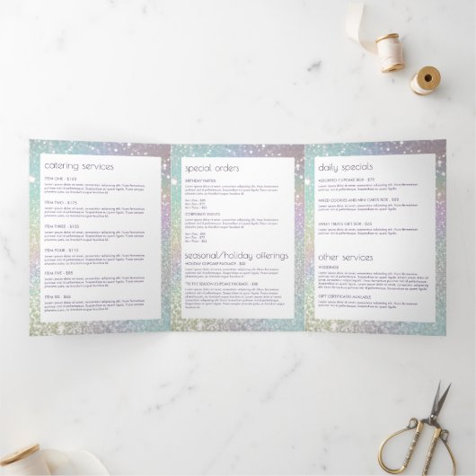 Holografische Glitter Bakkerij, Catering Menu Broc (Binnen)