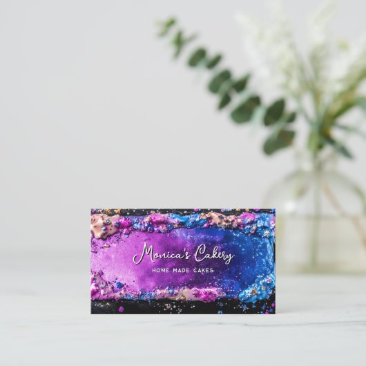 Holografische Glitter Cake Home made Cupcakes QR c Visitekaartje (Staand voorkant)