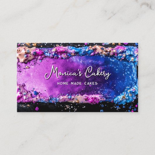 Holografische Glitter Cake Home made Cupcakes QR c Visitekaartje (Voorkant)