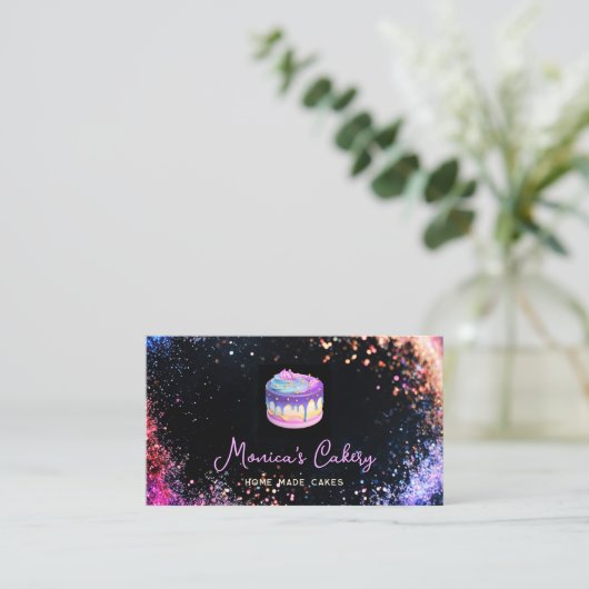 Holografische Glitter Cake Home made Cupcakes QR c Visitekaartje (Staand voorkant)