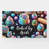 Holografische Glitter Cakes en snoep Bakkerij Spandoek (Horizontaal)