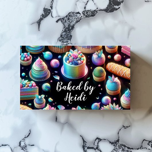 Holografische Glitter Cakes en snoep Bakkerij Visitekaartje
