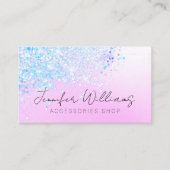 Holografische Glitter Custom Qr Code Roze pastaafb Visitekaartje (Voorkant)