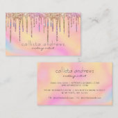 Holografische Glitter Drips Rainbow Make-up Artist Visitekaartje (Voorkant / Achterkant)