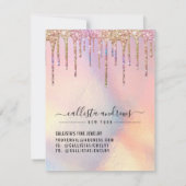 Holografische Glitter Druppelt Sieraden Care Kaart Notitiekaartje (Achterkant)