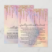 Holografische Glitter Druppelt Sieraden Care Kaart Notitiekaartje (Voorkant / Achterkant)