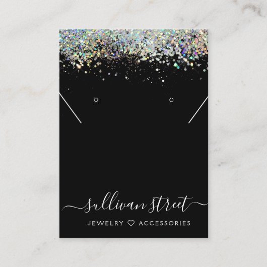 Holografische Glitter Earning Ketting Display Kaar Contactkaartje (Voorkant)