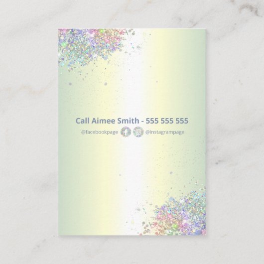 Holografische Glitter Earring Holder Display Card Visitekaartje (Achterkant)