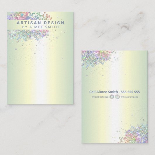 Holografische Glitter Earring Holder Display Card Visitekaartje (Voorkant / Achterkant)